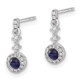 14k White Gold 1/6 carat Lab Grown Diamond VS/SI+ G+ and Cabochon Created Sapphire Complete Dangle Post Earrings